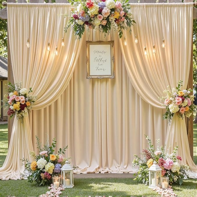 30×12 ft Wrinkle Free Beige Backdrop Curtain - Image 8