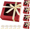 Red Gift Boxes with Window, 7.5"x7.5"x3.1" Bridesmaid Boxe by TIACABO