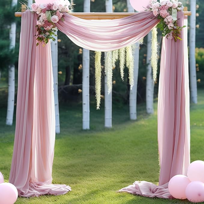 Arch Drapes for Wedding Arch Draping Fabric Dusty Rose Sheer Backdrop Curtain by Gogoparti