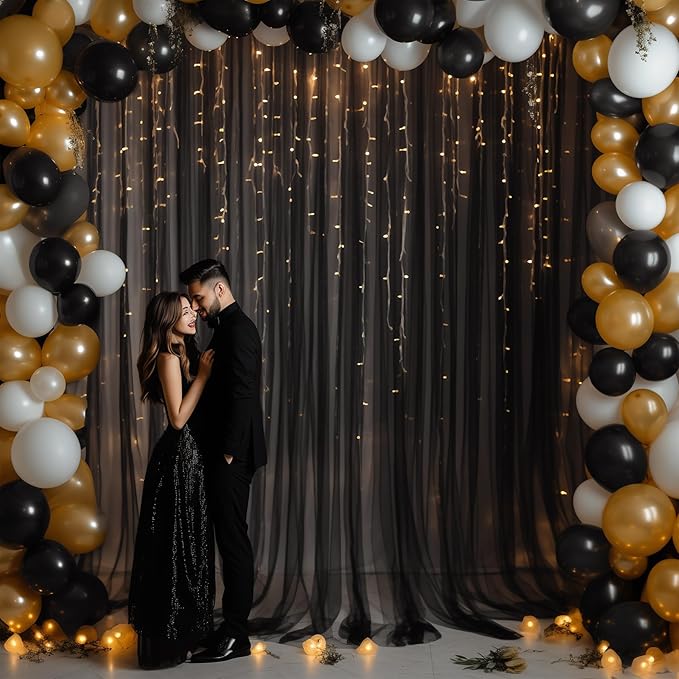 20x10 Black Tulle Backdrop Curtains - Image 6