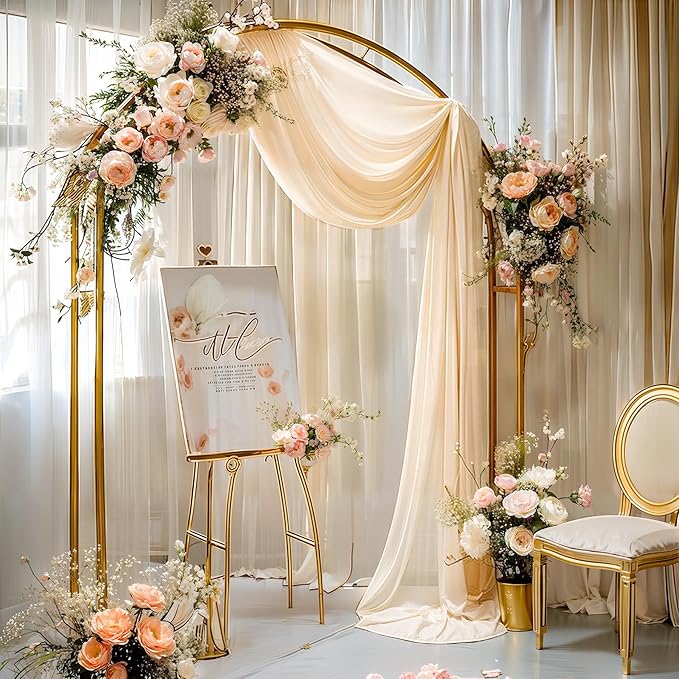 Champagne Wedding Arch Draping Fabric 3 Panels 30'' x 20FT Champagne Drapes - Image 7