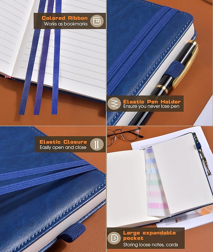 Lined Journal Notebook for Women Men, 256 Numbered Pages Hardcover Leather - Image 5