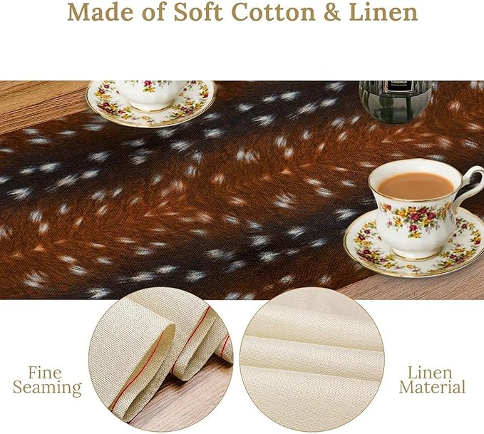 Deer Skin Table Runner Brown Fur Runner Black White Elk Deer Print Fur Western - Image 6