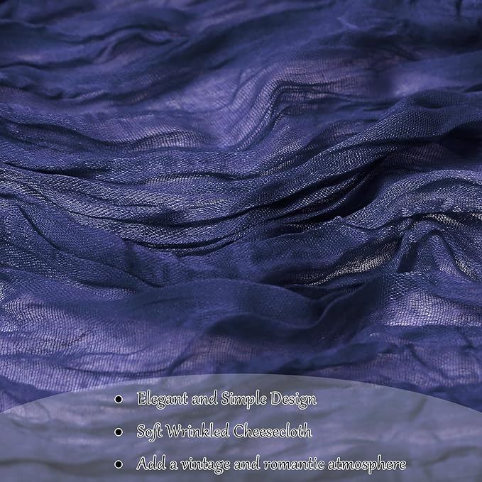 6-Pack Navy Blue Cheesecloth Table Runners – 10FT Boho Rustic Gauze Fabric - Image 5