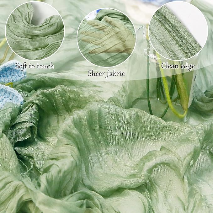 1-Pack Sage Green Cheesecloth Table Runners – 10FT Boho Rustic Gauze Fabric - Image 4
