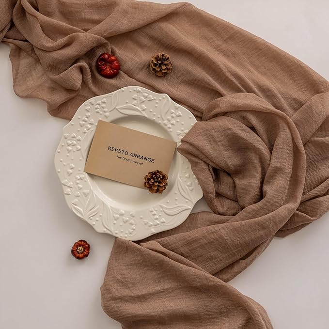 6pcs Nude Gauze Rustic Cheesecloth Table Runner 120 Inch 10 FT - Image 2