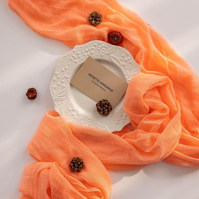 6Pcs Fresh Salmon Cheesecloth Table Runner Gauze 120 Inch 10 FT Boho Cheese - Image 2