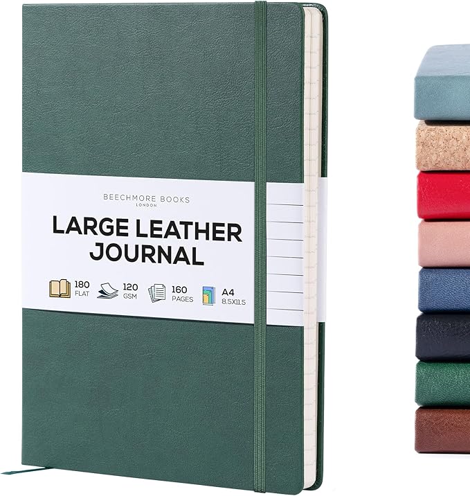 BEECHMORE BOOKS Lined Journal Notebook, 8.5 x 11.5 inch, A4 160 Lined Pages by BeechmoreBooks
