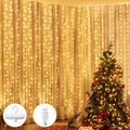 Ollny Silver Copper Wire Fairy Lights Curtain 200 LED 6.6x6.6ft, USB Warm White by Ollny