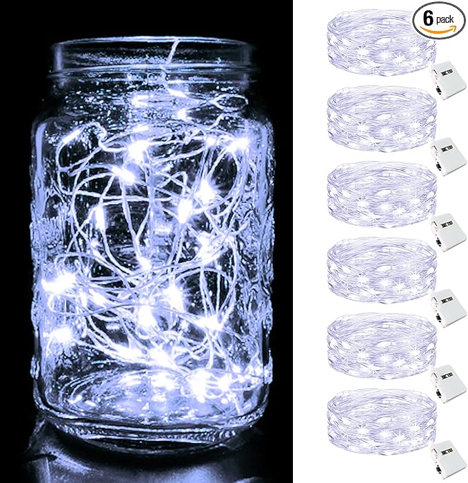 btfarm 6 Pack Fairy Lights Battery Operated, 7ft 20 Led Twinkle Lights String by btfarmdecorativelighting