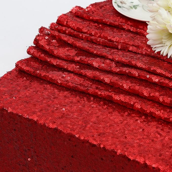 Poise3EHome Red Sequin Backdrop, 7FT x 7FT Sequin Photography Backdrop Curtain - Image 4