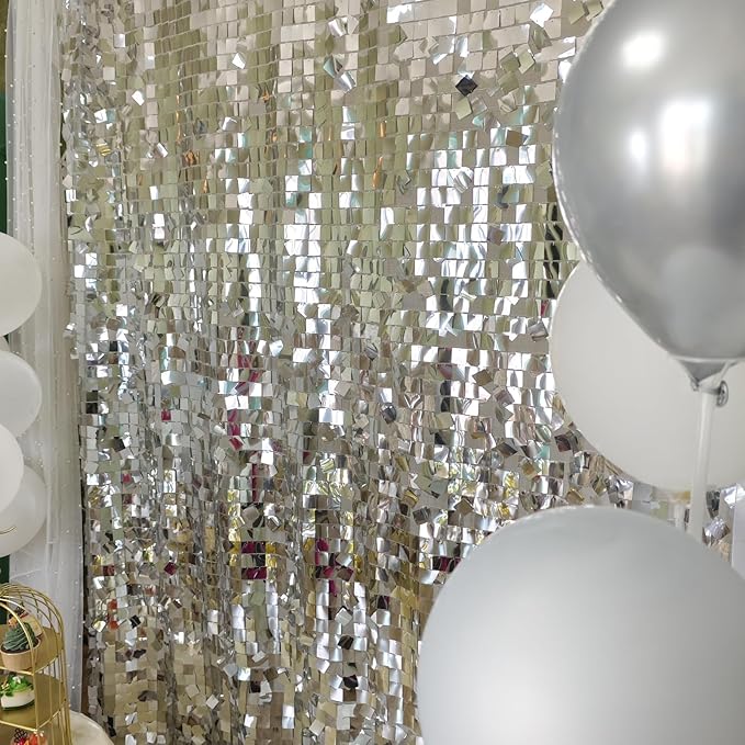 Silver Sequin Backdrop 8ft * 8ft 1 Panel, Shimmer Wall Backdrop Photobooth Props - Image 5