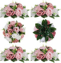 BLOSMON Dusty Rose Flowers Centerpieces: 6 Pcs Pink Roses Artificial Flowers by Blosmon