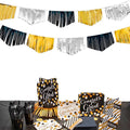 Black Silver Gold Tassel Banner Double Sided Metallic Fabric Pennant Bunting by pinkblume