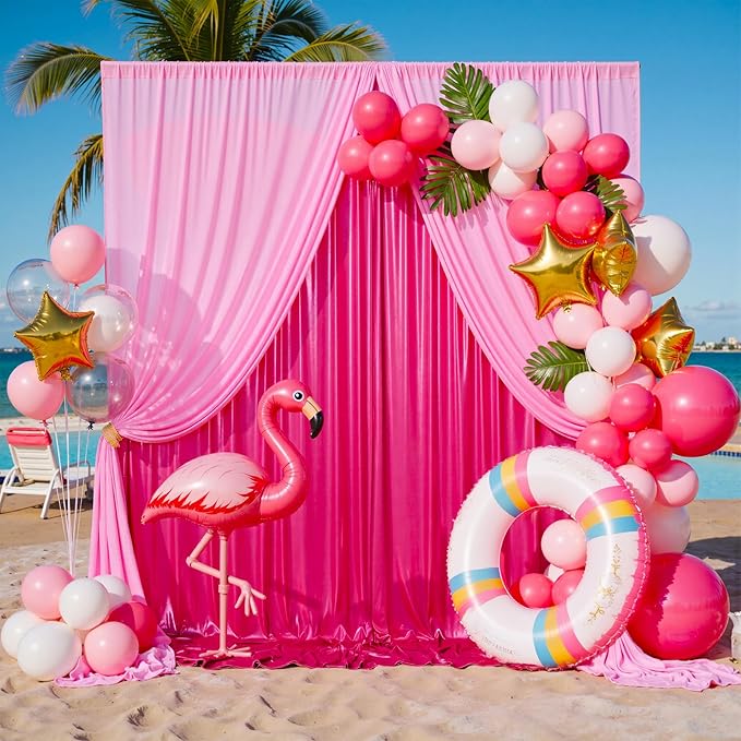 10x10FT Glitter Hot Pink Backdrop Curtain - Image 3