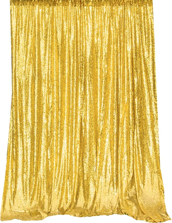 JYFLZQ Gold Sequin Backdrop Curtains 8ft x 8ft 1 Panel Glitter Photo Booth - Image 6