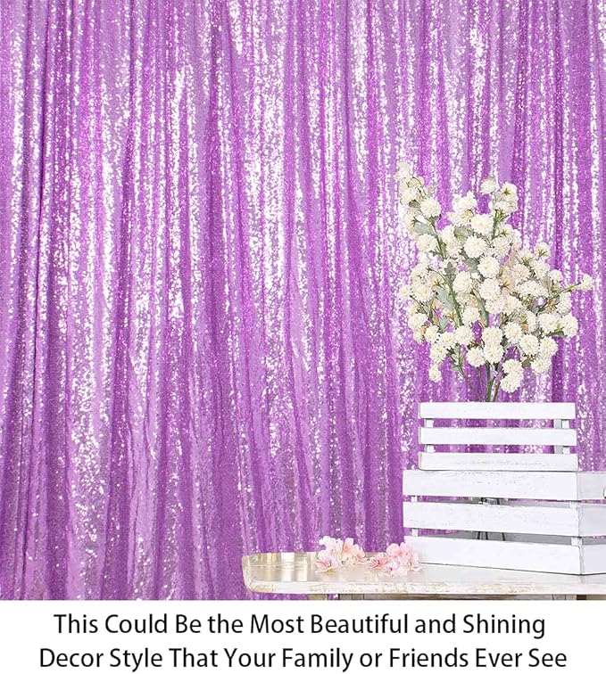 ShiDianYi Sequin Backdrop Lavender 2 Panels 4Ft x 10Ft | Add Shimmer and Shine - Image 4