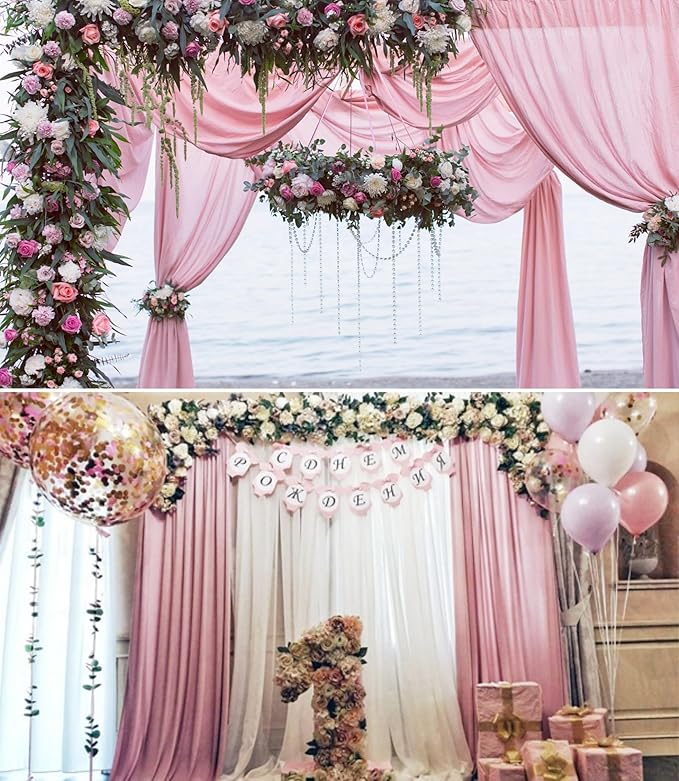 8 Panels Wedding Arch Draping Fabric 28" x 20Ft Wedding Arch Drapes Chiffon - Image 9