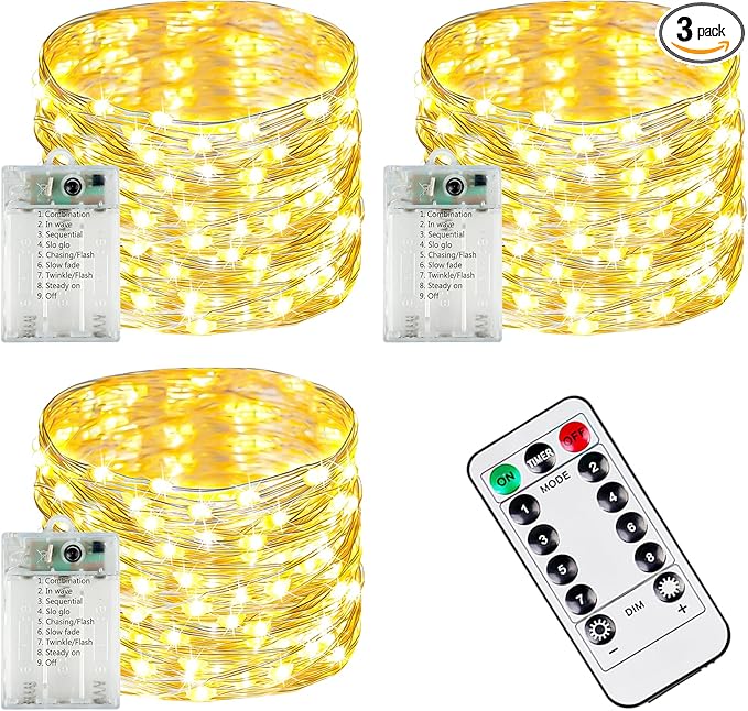 3-Pack 78FT 240 LED Fairy Lights Battery Operated by Halloween
