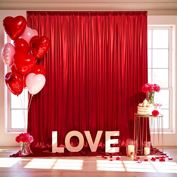 gogoparti 20x10FT Red Sequin Backdrop Curtain by Gogoparti