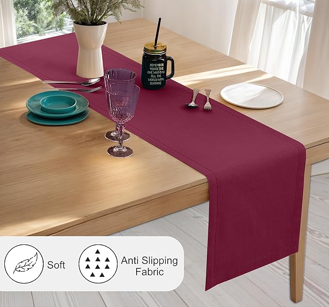Ruvanti Linen Table Runner 108 Inches, Classic Hemstitch, Non-Slipping - Image 2
