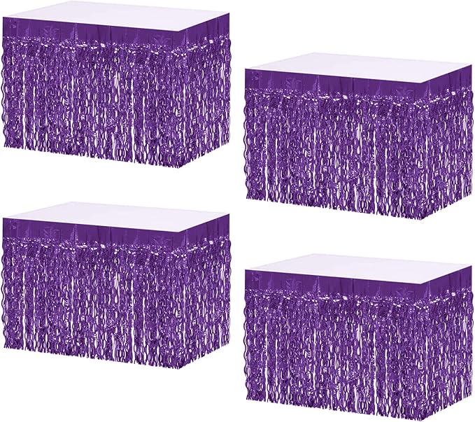 4P Wavy Metallic Tinsel Foil Fringe Table Skirts by Unknown