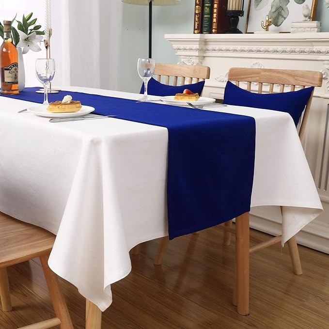 DUALIFE Royal Blue Table Runner 72 Inch Long Coublt Blue Color Handcrafted - Image 5
