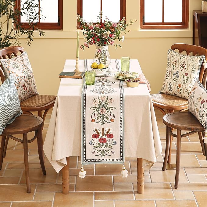 ISAENNE Designer French Country Linen Table Runner 71 Inches Long, Elegant - Image 8