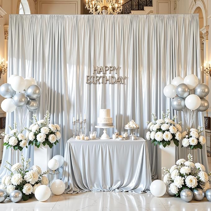 Silver Glitter Backdrop Curtain - Image 4