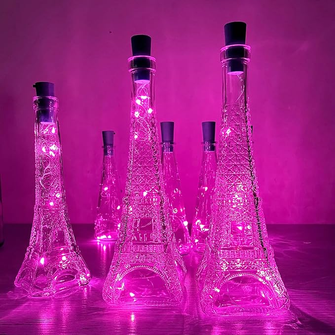 Wine Bottle Lights with Cork 15Pack 10 LED 40 Inches Battery Operated Silver - Image 7