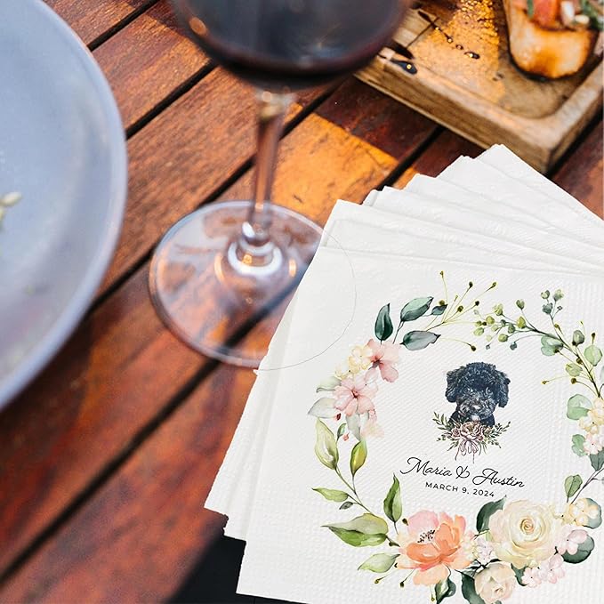 Luxury Personalized Dog Wedding Napkins, Personalized Cocktail Napkins - Image 5