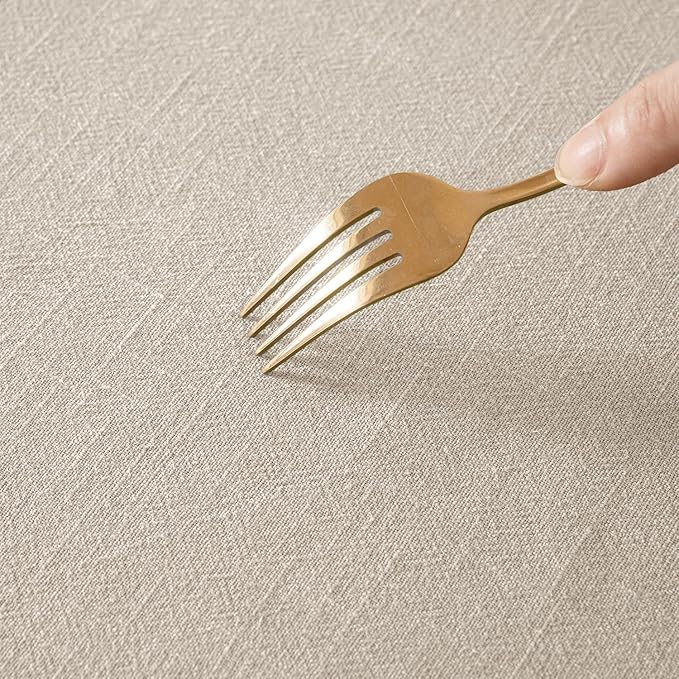MIULEE Natural Linen Cotton Blend Tablecloth Rectangle, Luxury Waterproof Stain - Image 7