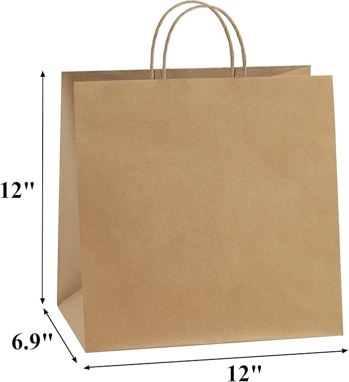 BagDream 12x7x12 Paper Bags 50Pcs Brown Paper Bags - Image 2