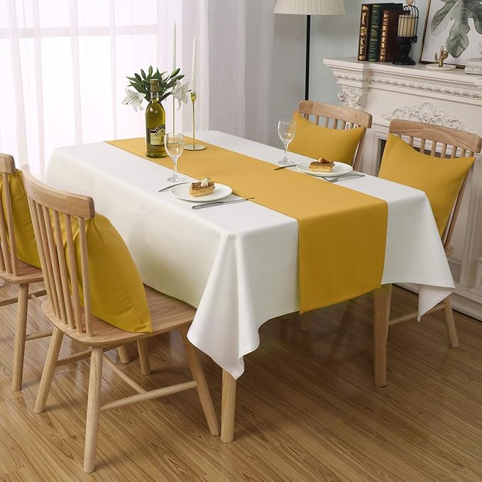 DUALIFE Table Runner Yellow 14 x 72 Inches Long Vivid Fall Yellow Table Runner - Image 6