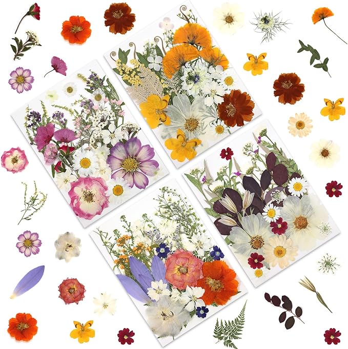 120P 4-Color Mixed Foliage Dried Flowers by LUXEEASE
