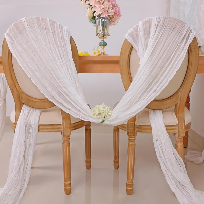 Snowkingdom 13Ft White Cheesecloth Table Runner, 160inch Long Cheese Cloth Boho - Image 4