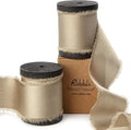 Ribbli Champagne Gold Silk Satin Ribbon 1.5 Inch x 12 Yard Handmade Frayed by Ribbli
