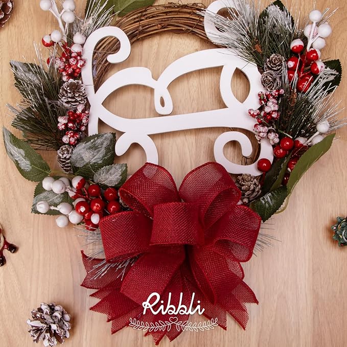 Ribbli Red Burlap Wired Ribbon, 1-1/2 Inch x 10 Yard, Wired Edge Ribbon - Image 5