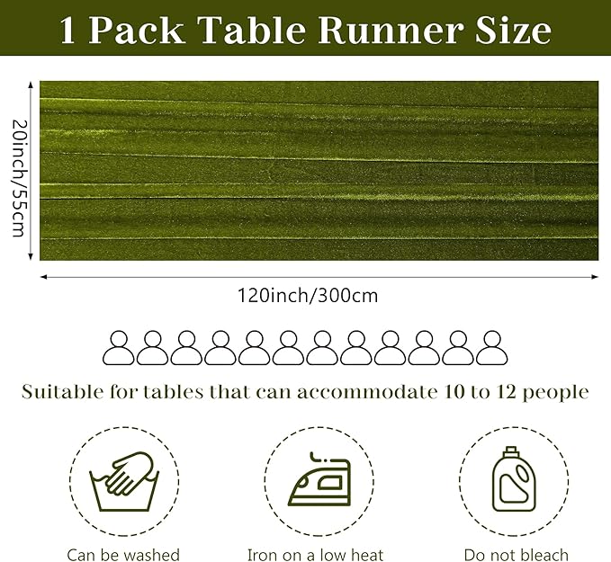 Velvet Table Runner 20 x 120 Inches 10ft Luxurious Thick Soft Velvet Christmas - Image 2