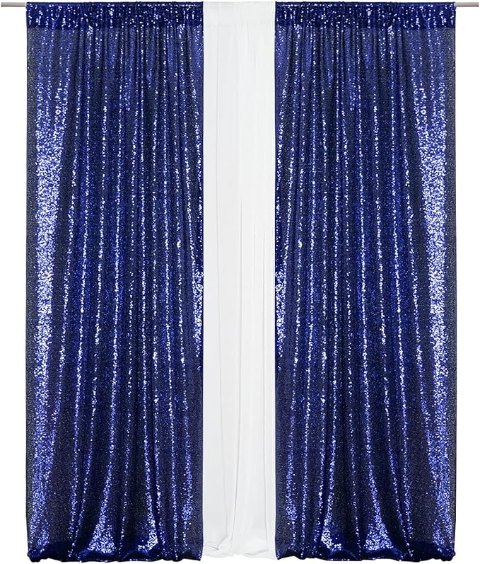 Eternal Beauty Sequin Backdrop Curtains, 2x8 Ft-2 Panels Navy Blue Back Drop - Image 3