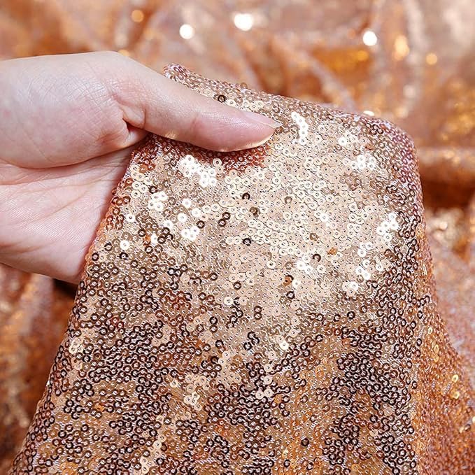 2ft x 8ft Rose Gold Sequin Backdrop Curtains Photography 2 Panels - Image 3