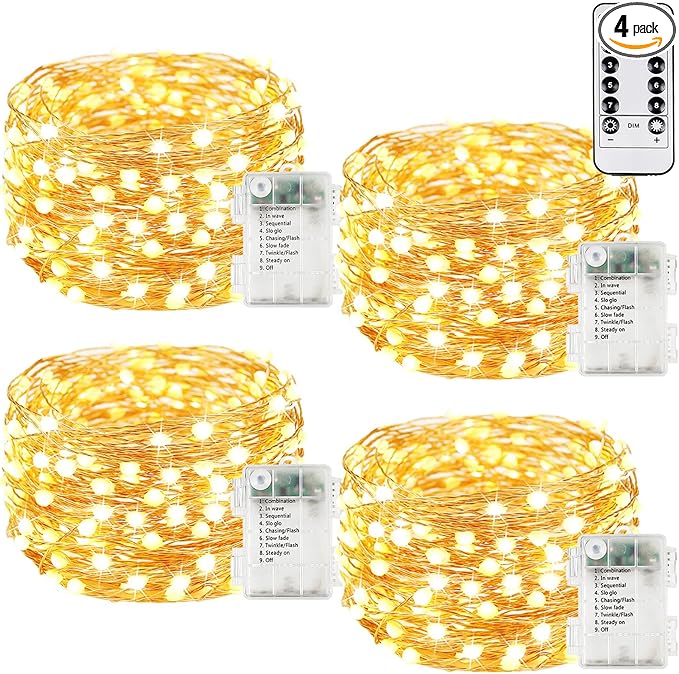 4Pack 80Ft 240LED Fairy Lights Battery Operated by BHCLIGHT