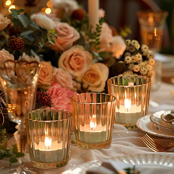 ComSaf Votive Candle Holders, Ribbed Tealight Candle Holder - Image 7