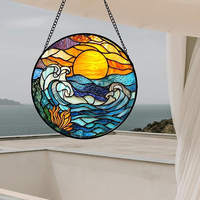 Stained Glass Window Hanging, Men Mom 11.8 in - Image 6