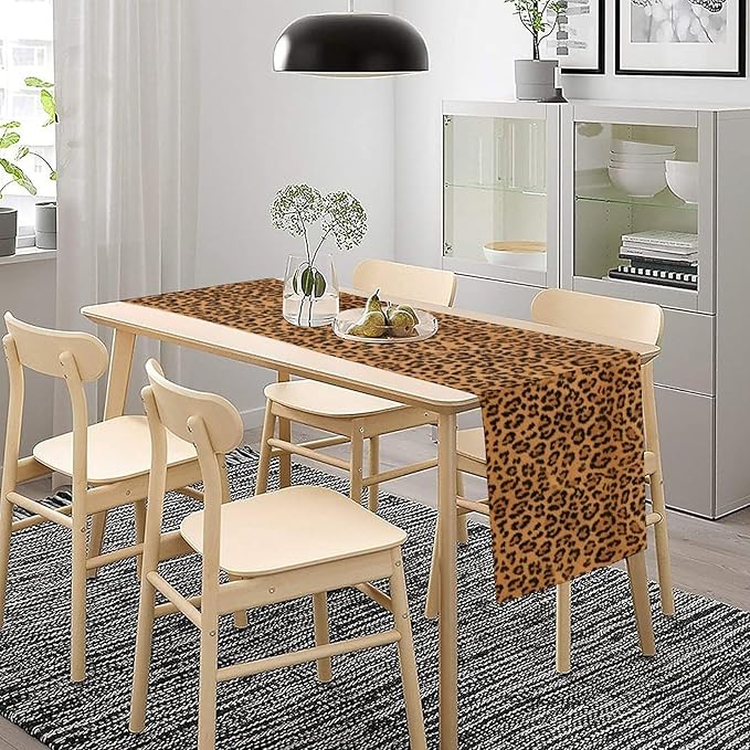 Leopard Print Table Runner Wildlife Vintage Cheetah Fur Spot Animal Skin Spots - Image 4