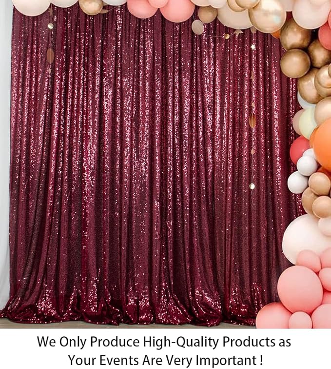 ShinyBeauty Burgundy Sequin Backdrop 10FTx10FT Sequin Fabric Backdrops - Image 2