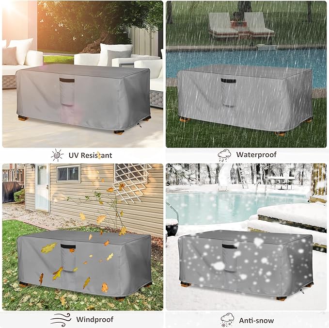 Outdoor Coffee Table Cover, Waterproof Rectangular Patio Small Side Table Cover - Image 5