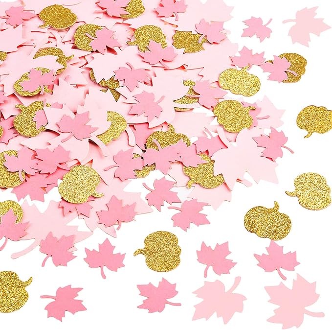 Sumind 200 Pieces Thanksgiving Pink and Gold Pumpkin Confetti Christmas Baby by Sumind