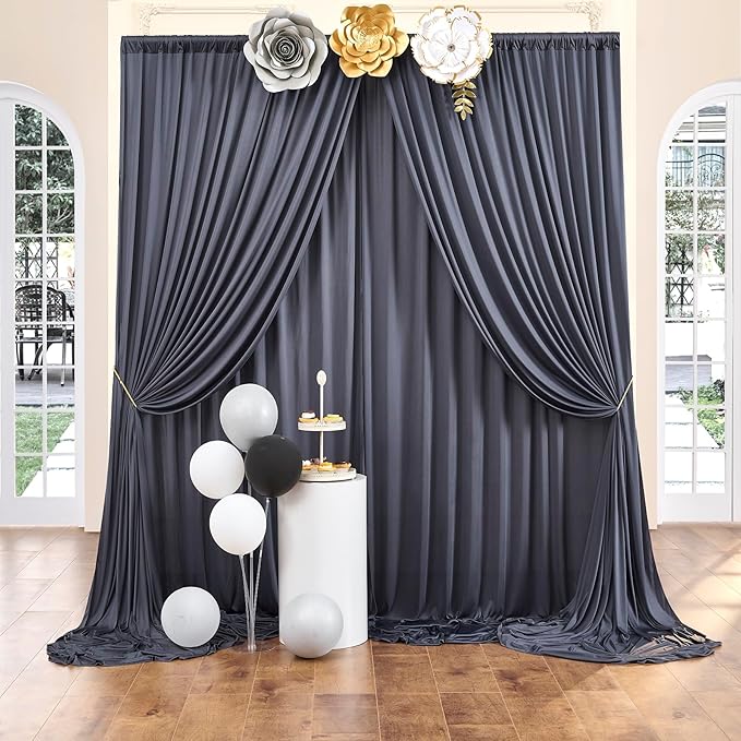 10 ft x 10 ft Wrinkle Free Charcoal Backdrop Curtain - Image 5