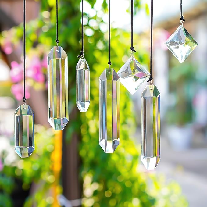 HDCRYSTALGIFTS Modern Grief Gift, Set 7 Clear Crystal Prisms Suncatchers - Image 4